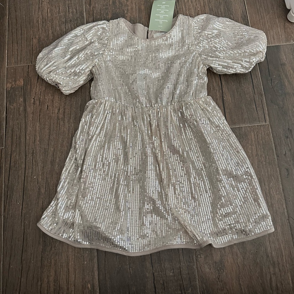 Silver Ruffled Tiered Knee-Length Sundress